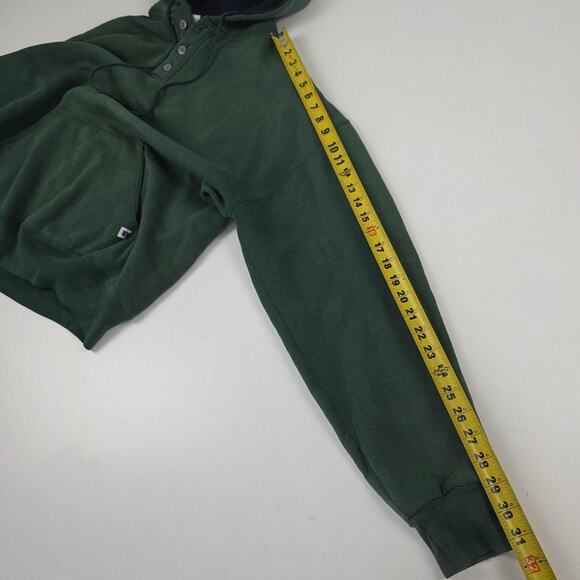 VINTAGE Russell Athletic Hoodie Mens 2XL Green Henley Thermal Lined Made USA 90s - Picture 9 of 12